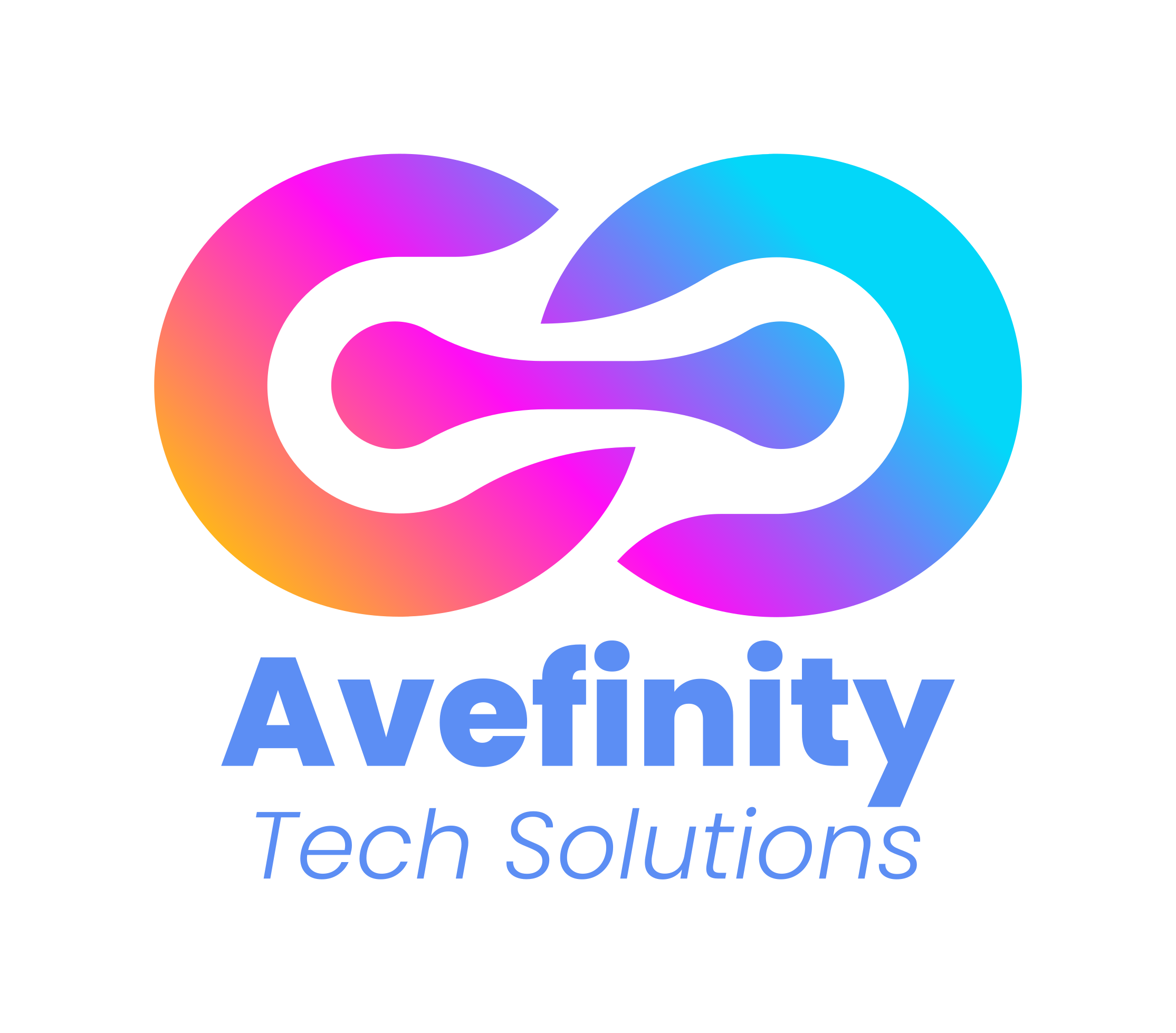 Avefinity logo – gradient infinity symbol with bold text